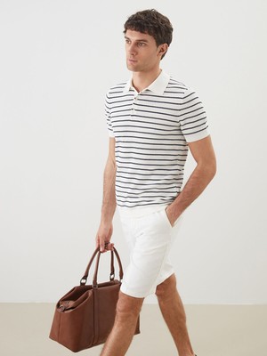 Lc Waikiki Yeni Sezon Polo Yaka Kısa Kollu Çizgili Erkek Triko Kazak