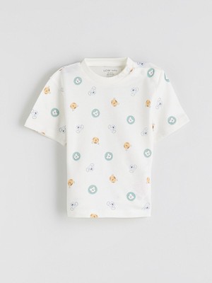 Lc Waikiki Yeni Sezon Bisiklet Yaka Baskılı Erkek Bebek Tişört