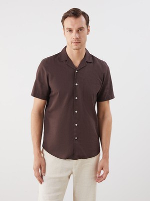 Lc Waikiki Yeni Sezon Regular Fit Resort Yaka Kısa Kollu Keten Karışımlı Erkek Gömlek