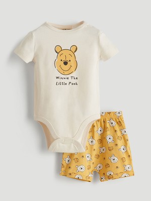 Lc Waikiki Yeni Sezon Winnie The Pooh Baskılı Erkek Bebek Çıtçıtlı Body ve Şort 2'li
