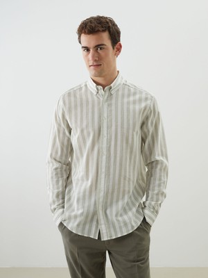 Lc Waikiki Yeni Sezon Regular Fit Uzun Kollu Çizgili Poplin Erkek Gömlek