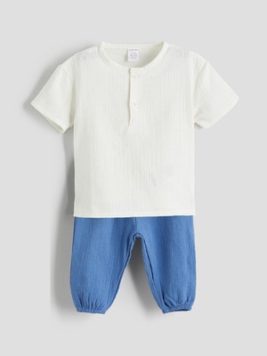 Lc Waikiki Yeni Sezon Bisiklet Yaka Erkek Bebek Tişört ve Şort 2'li