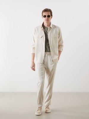 Lc Waikiki Yeni Sezon Standart Kalıp Keten Karışımlı Erkek Pileli Chino Pantolon