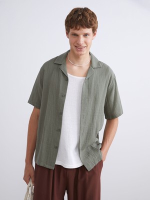 Lc Waikiki Yeni Sezon Resort Yaka Kısa Kollu Müslin Erkek Gömlek