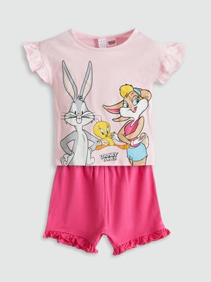 Lc Waikiki Yeni Sezon Bugs Bunny Baskılı Kız Bebek Şortlu Pijama Takım