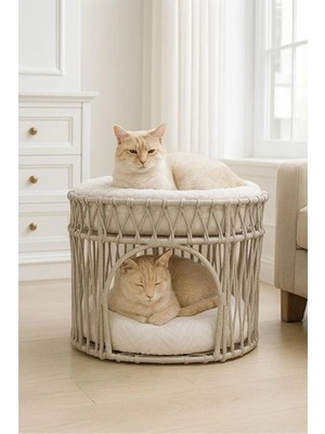 Reyo Çift Katlı Kedi Yatağı Kedi Ranzası, Iskandinav Kedi Evi Gri