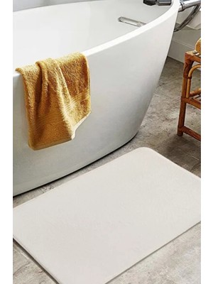 Kaymaz Taban Peluş Banyo Paspası, Beyaz, 40X60, Konforlu ve Şık Tasarım