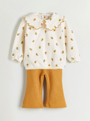 Lc Waikiki Yeni Sezon Bebe Yaka Kız Bebek Bluz ve Tayt Pantolon 2'li