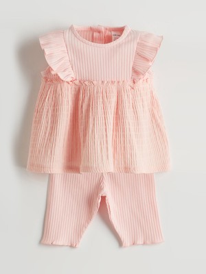 Lc Waikiki Yeni Sezon Bisiklet Yaka Kız Bebek Bluz ve Tayt 2'li