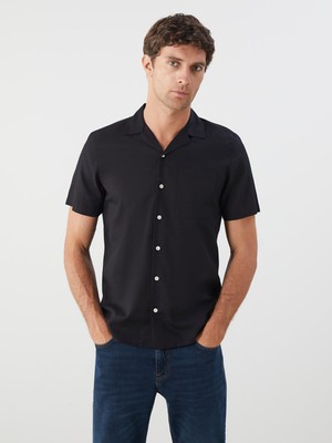 Lc Waikiki Yeni Sezon Regular Fit Resort Yaka Kısa Kollu Keten Karışımlı Erkek Gömlek