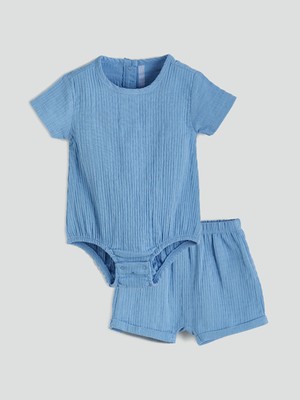 Lc Waikiki Yeni Sezon Basic Erkek Bebek Çıtçıtlı Body ve Şort 2'li