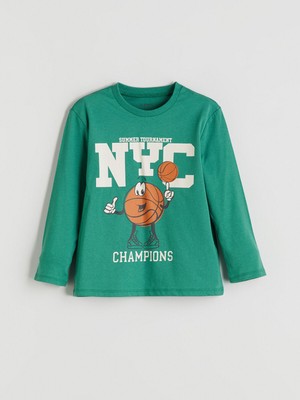 Lc Waikiki Yeni Sezon Bisiklet Yaka Baskılı Erkek Çocuk Tişört