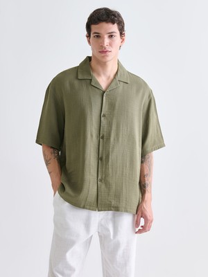 Lc Waikiki Yeni Sezon Rahat Kalıp Resort Yaka Kısa Kollu Müslin Erkek Gömlek
