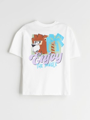 Lc Waikiki Yeni Sezon Bisiklet Yaka Baskılı Erkek Çocuk Tişört