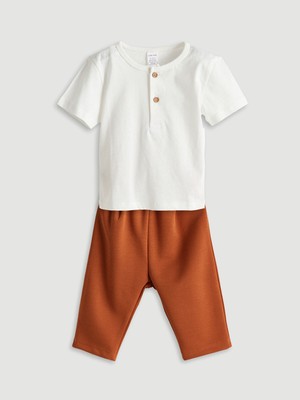 Lc Waikiki Yeni Sezon Bisiklet Yaka Erkek Bebek Tişört ve Pantolon 2'li