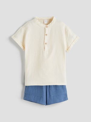 Lc Waikiki Yeni Sezon Baskılı Erkek Bebek Gömlek ve Şort 2'li