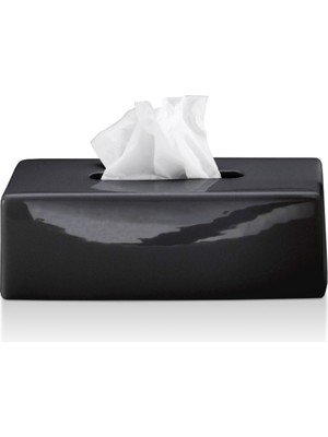 Mendil Kutusu, Tezgah Üstü, 26 x 8.5h x 14 cm -Siyah