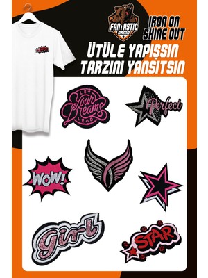 Fantastic ETİKET TEKSTİL Ütü ile Yapışan Dokuma Arma Seti  Polyester Desenli Siyah Renkli Yama