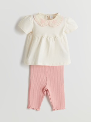 Lc Waikiki Yeni Sezon Pamuklu Kız Bebek Bluz ve Kapri Tayt 2'li