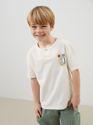 Lc Waikiki Yeni Sezon Bisiklet Yaka Baskılı Erkek Çocuk Tişört