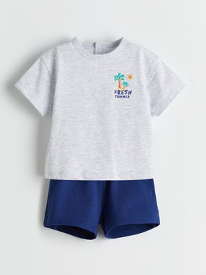 Lc Waikiki Yeni Sezon Baskılı Erkek Bebek Tişört ve Şort 2'li