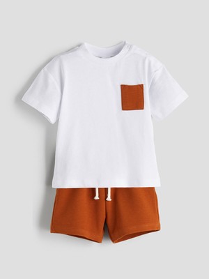 Lc Waikiki Yeni Sezon Bisiklet Yaka Erkek Bebek Tişört ve Şort 2'li