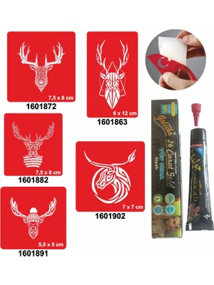 Geyik Desenleri Hint Kınası ile Geçici Dövme Yapma Seti