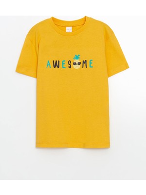 Lc Waikiki Yeni Sezon Bisiklet Yaka Baskılı Erkek Çocuk Tişört