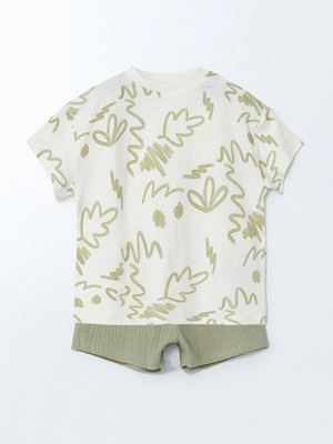 Lc Waikiki Yeni Sezon Bisiklet Yaka Baskılı Erkek Bebek Şort ve Tişört Takım