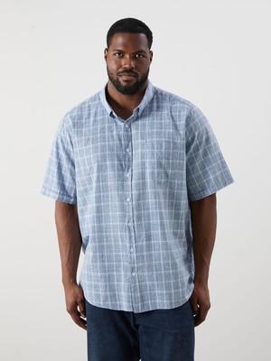 Lc Waikiki Yeni Sezon Büyük Beden Regular Fit Kısa Kollu Ekose Erkek Gömlek