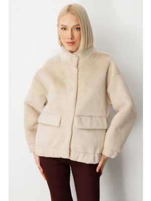 Ekol Peluşlu Kapak Cepli Mont Kum 08007