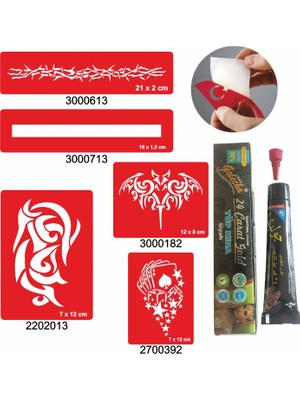 Tribal Zincir Desenleri Hint Kınası ile Geçici Dövme Yapma Seti