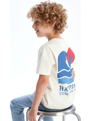 Lc Waikiki Yeni Sezon Bisiklet Yaka Baskılı Erkek Çocuk Tişört