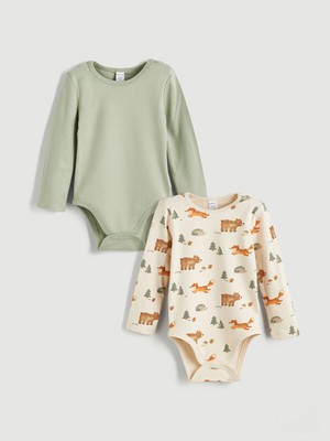 Lc Waikiki Yeni Sezon Uzun Kollu Baskılı Erkek Bebek Çıtçıtlı Body 2'li
