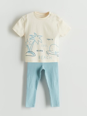 Lc Waikiki Yeni Sezon Organik Kumaş Erkek Bebek Tişört ve Pantolon 2'li