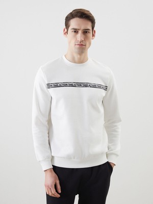 Lc Waikiki Yeni Sezon Bisiklet Yaka Baskılı Erkek Kalın Sweatshirt