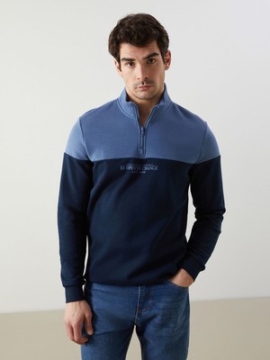 Lc Waikiki Yeni Sezon Dik Yaka Uzun Kollu Renk Bloklu Erkek Sweatshirt