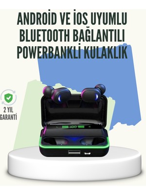 E10 Powerbank Şarjlı Bluetooth 5.1 Kulaklık Spor ve Oyun Için