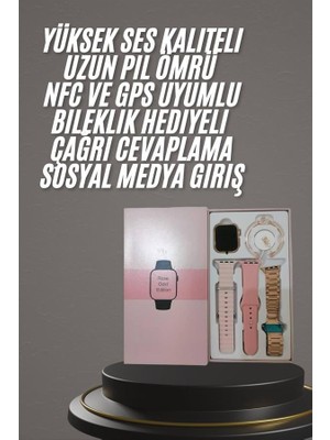 Yeni Nesil Kadın Akıllı Saat Rose Gold Android ve Ios Uyumlu