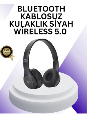 Bluetooth 5.0 Kablosuz Kulak Üstü Kulaklık | Stereo Ses ve Katlanabilir Tasarım