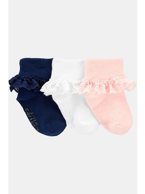 Carter's Kız Bebek 3lü Çorap Desenli Renk Seçenekleriyle Rahat ve Şık Kullanım İçin