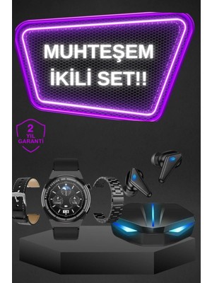 Kablosuz Bluetooth Bağlantılı Kulaklık ve Dokunmatik Ekran Akıllı Saat Arama Cevaplama