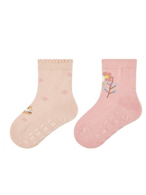 Tavşan Desenli 2li Kaydırmaz Çorap