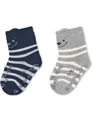 Ayı Desenli 2li Kaydırmaz Çorap
