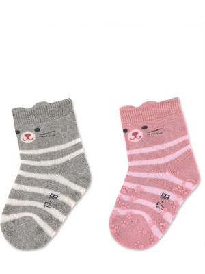 Kedi Desenli 2li Kaydırmaz Çorap