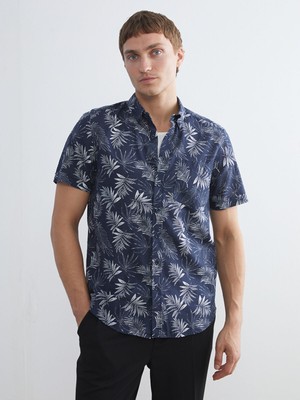 Lc Waikiki Yeni Sezon Regular Fit Kısa Kollu Desenli Poplin Erkek Gömlek