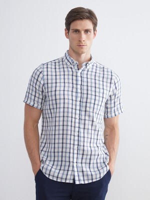 Lc Waikiki Yeni Sezon Regular Fit Kısa Kollu Ekose Armürlü Erkek Gömlek