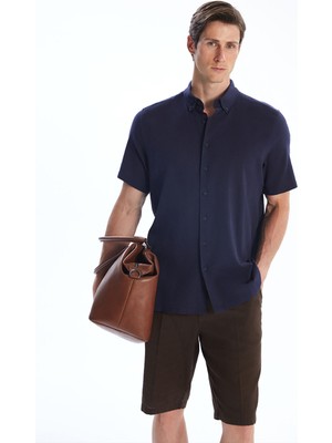 Lc Waikiki Yeni Sezon Regular Fit Kısa Kollu Keten Görünümlü Erkek Gömlek