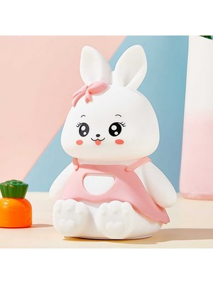 Pembe Yumuşak Tavşan Şekilli Dokunmatik Çocuk Gece Lambası
