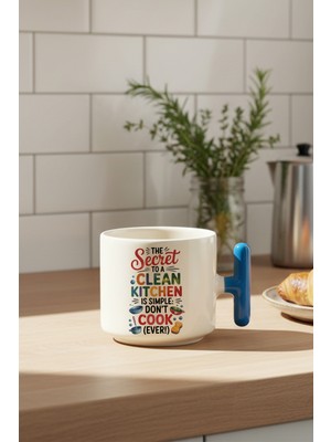 The Secret To Clean Baskılı Mavi Renkli T Kulplu Latte Fincanı Kupa